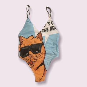 One piece cat bathing suit size L